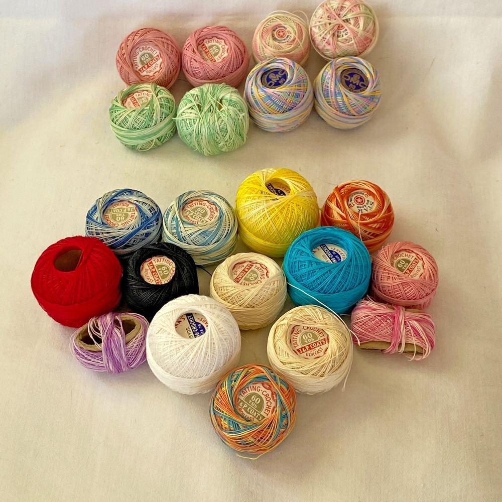 Vintage Crochet Tatting & embroidery Thread Solid & Variegated Multi brand/color